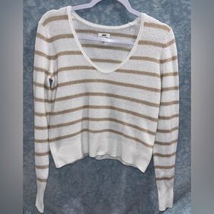 Aerie Tan and White Knit Top